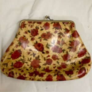 Patricia Nash Red and Tan Floral Clutch